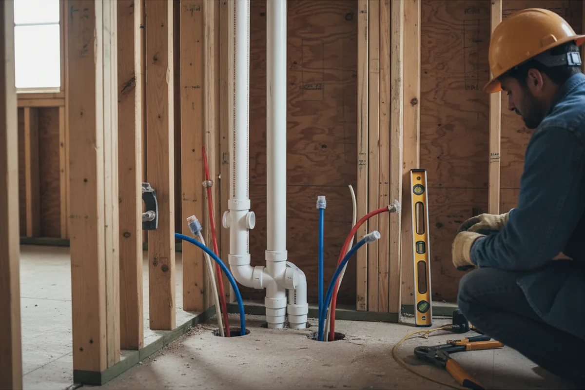 Drain and supply rough-in during Leak Detection in Washingtonville
